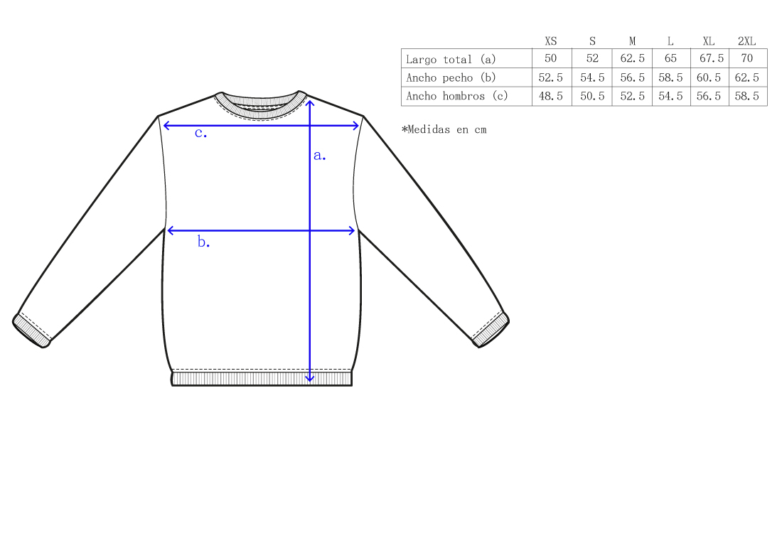 bastidaforwork measurments koshu sweatshirt uniform workwear 1