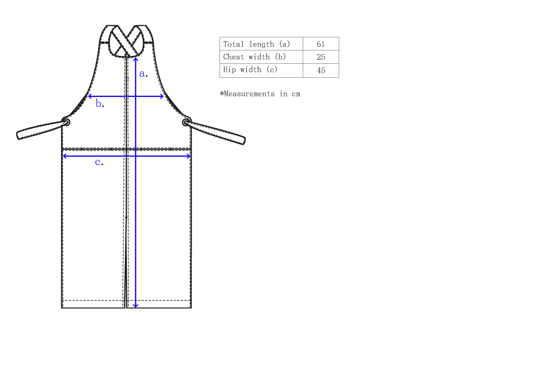 bastidaforwork measurments obukids apron uniform workwear