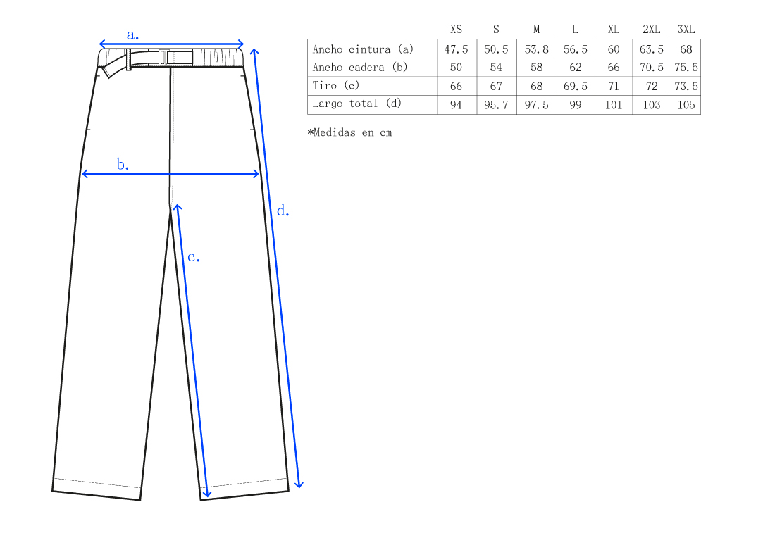 bastidaforwork measurments taku pant uniform workwear 1