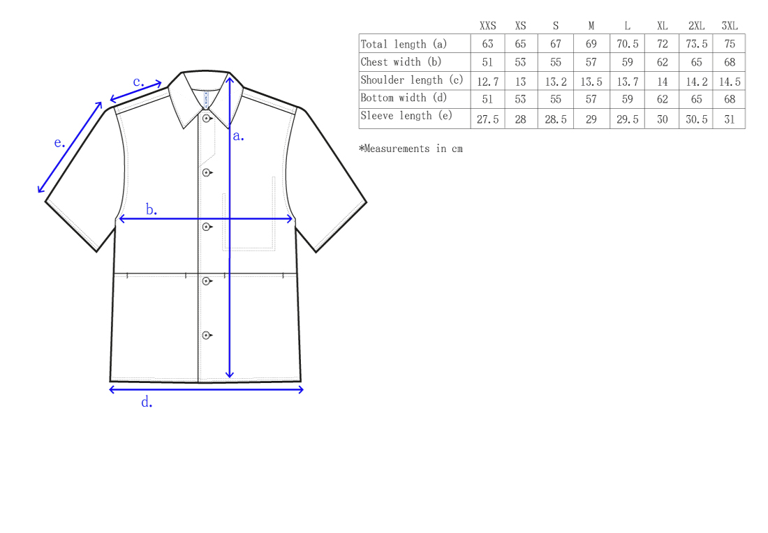 Otsu shirt clay 10 bastidaforwork measurments otsu shirt uniform workwear 1