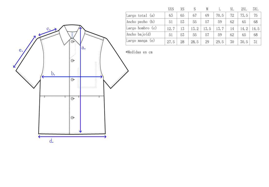 bastidaforwork measurments otsu shirt uniform workwear 2
